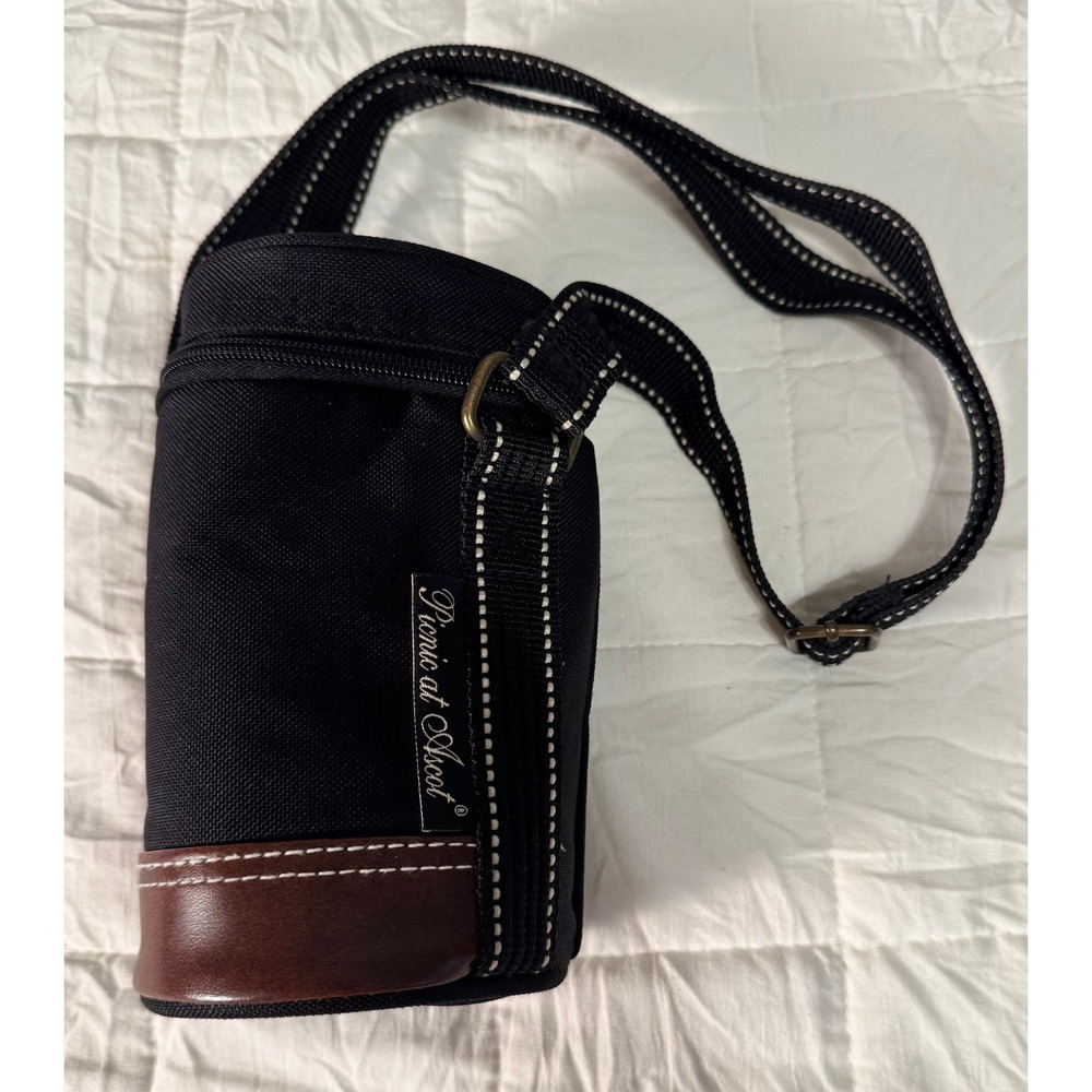 Picnic at Ascot Insulated Wine‎ Carrier Bag Adjustable Strap Black Brown